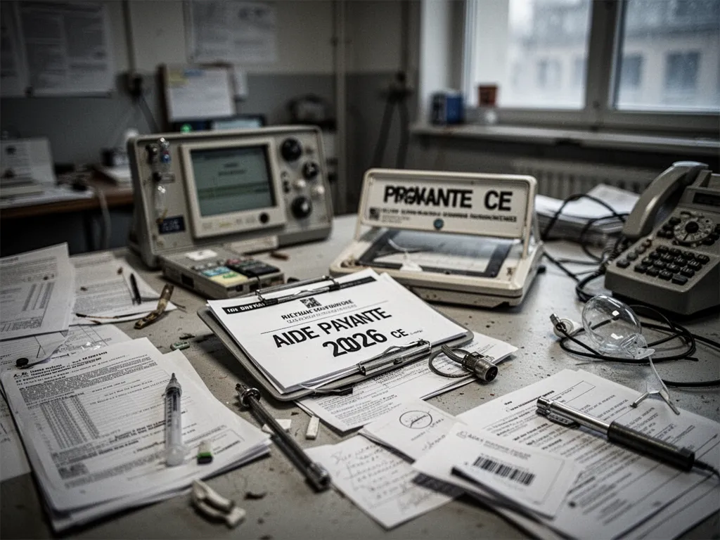 Personne assise à un bureau en train de comparer des solutions de financement pour une formation sur un ordinateur portable avec carnet et documents