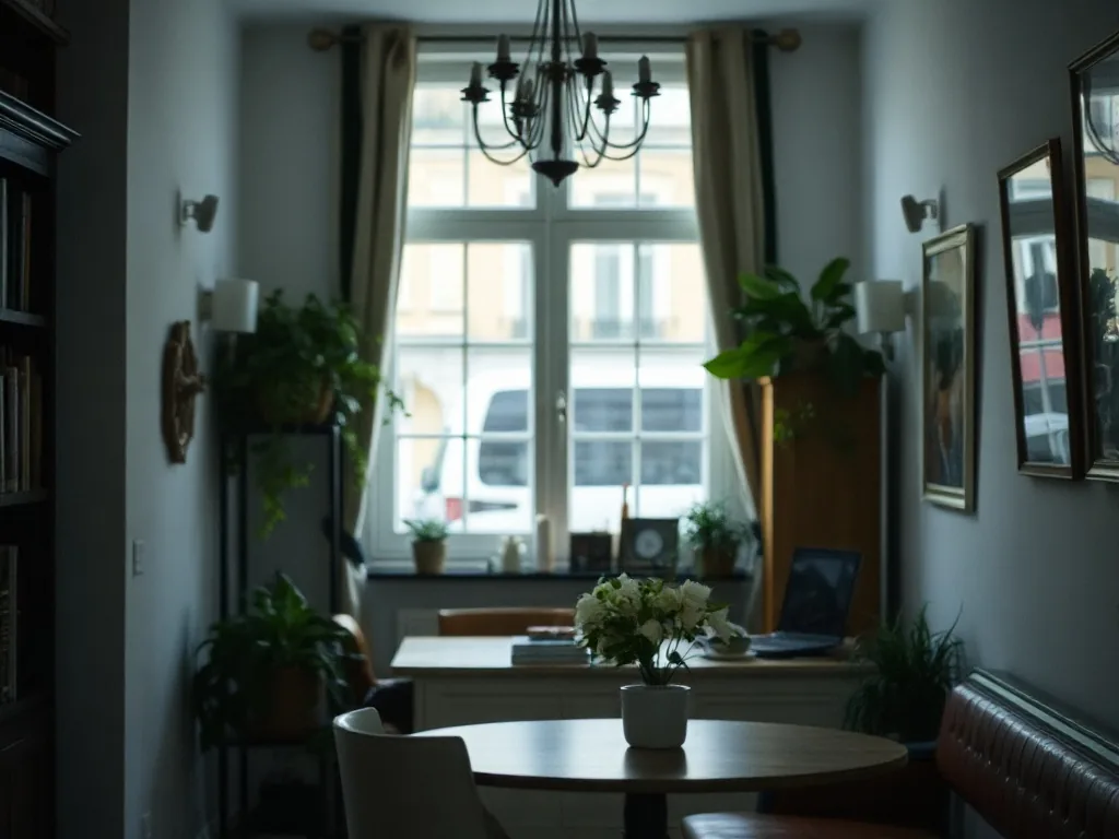 Un conseiller en décoration intérieure présente des échantillons de tissus à un client dans un salon lumineux