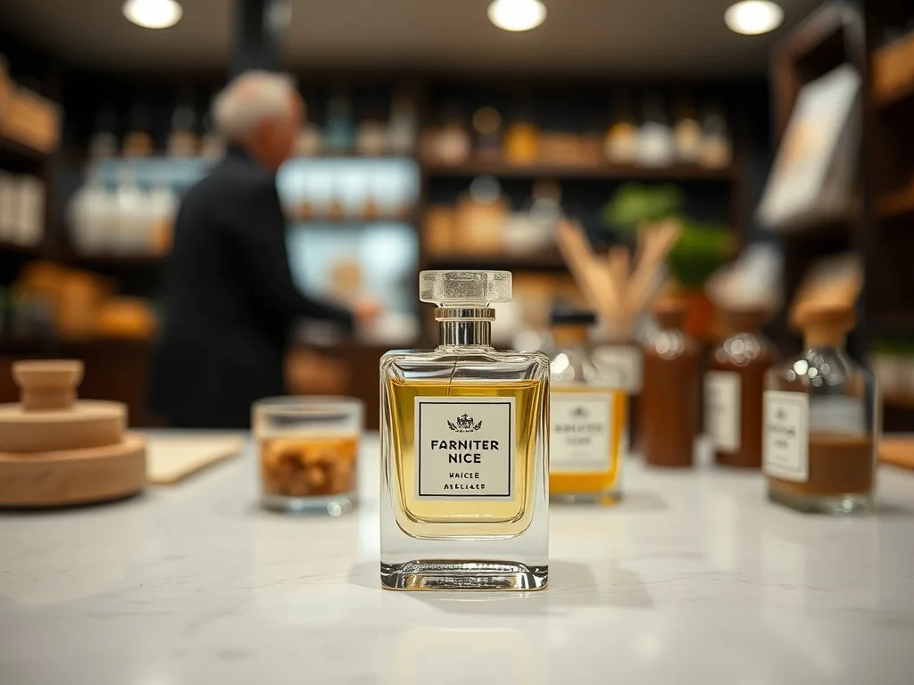 Flacons de parfum artisanaux alignés sur une étagère, lumière tamisée, ambiance atelier de création
